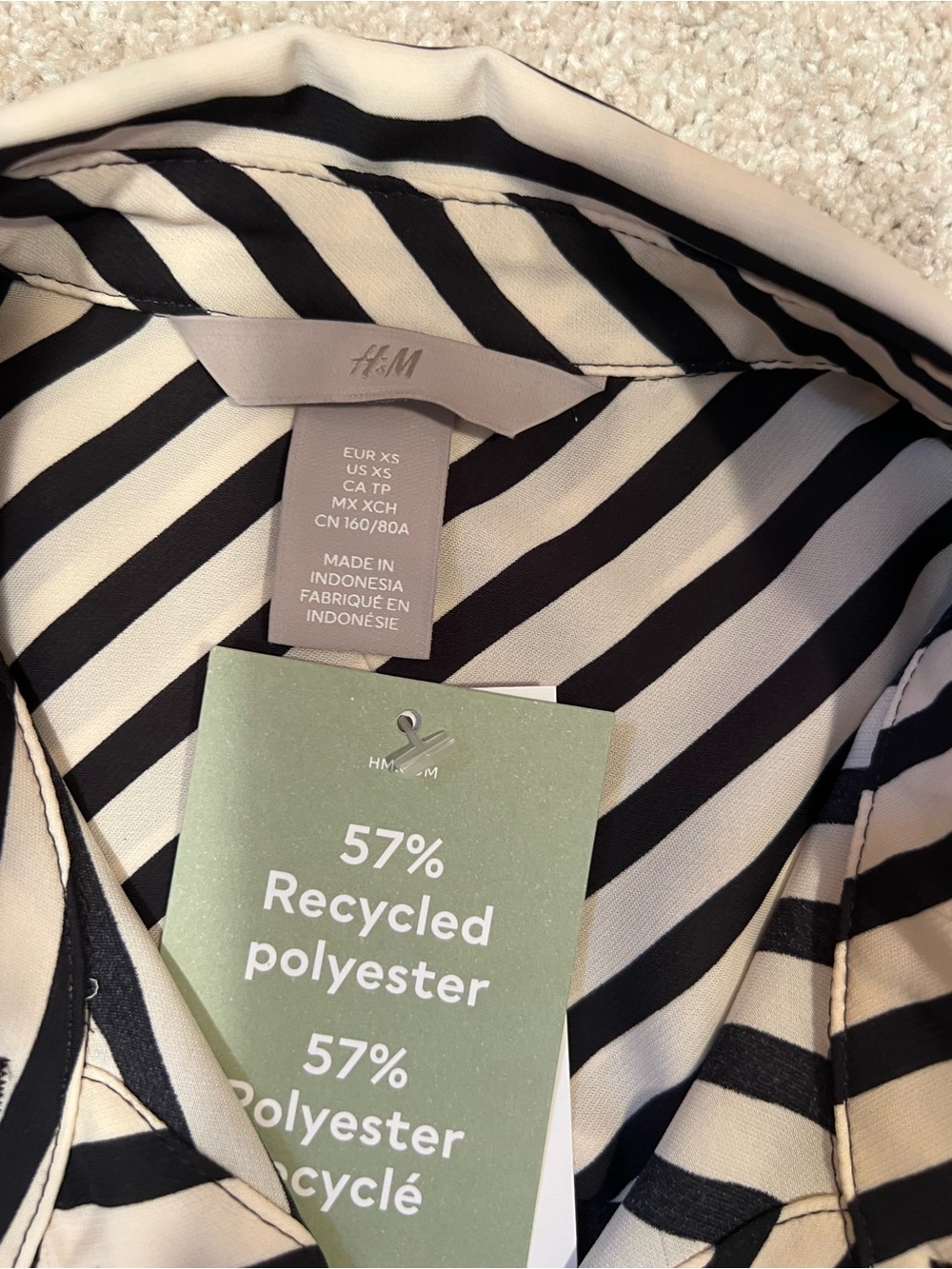 H&M Black and White Diagonal Stripe Button-Front Blouse - Picture 9 of 11